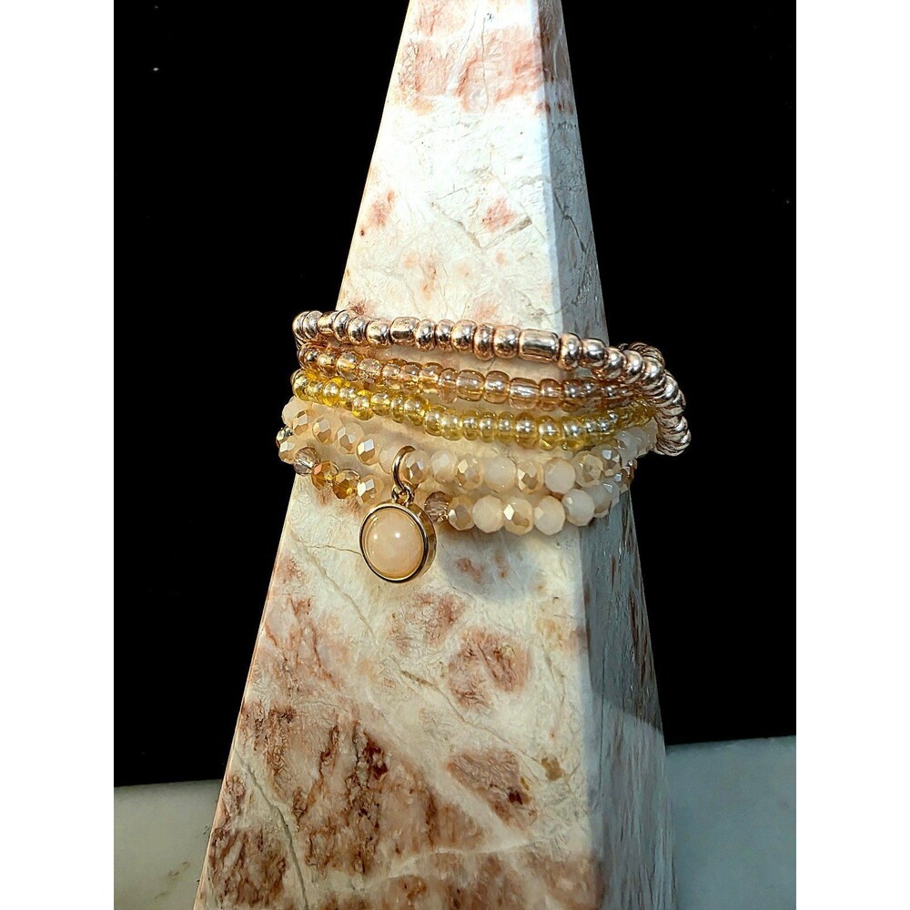 Rose Quartz Beaded Bracelet Stack